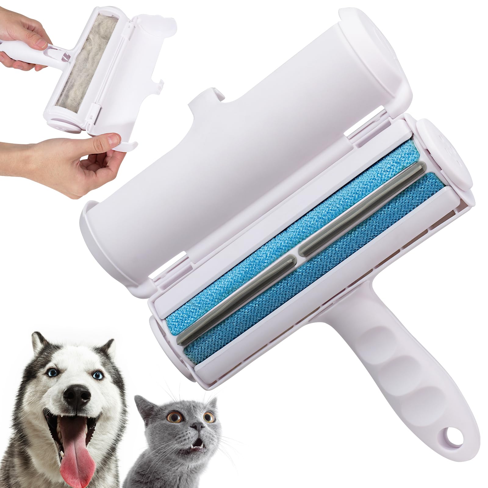 Wagify Pet Hair Removal Roller - Reusable Cat and Dog Fur Remover Lint Roller for Carpet Couch Furniture Car Seat Bedding and Clothing - Portable and Multi-Surface Pet Hair Removal Tool